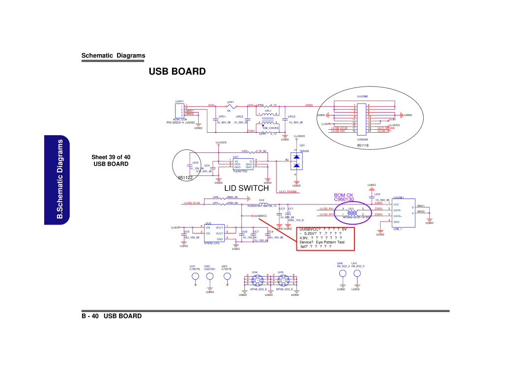 Clevo M665SE manual USB Board, Sheet 39 