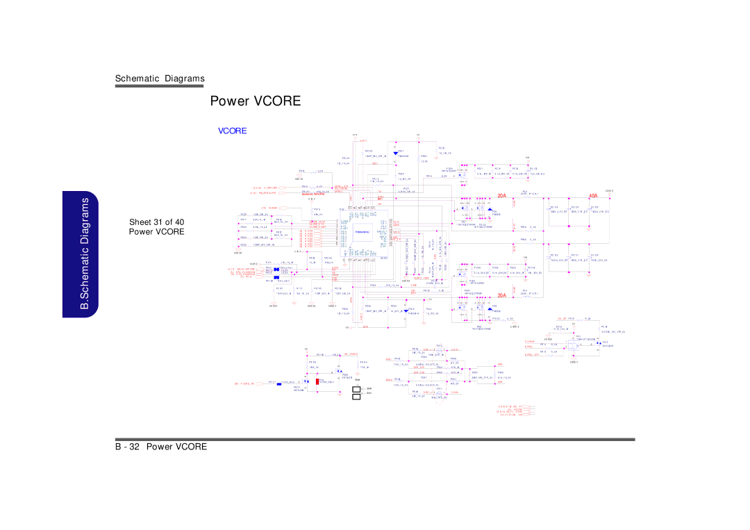 Clevo M729T, M730T, M728T manual Sheet 31 of 40 Power Vcore, Close to IMVP6 