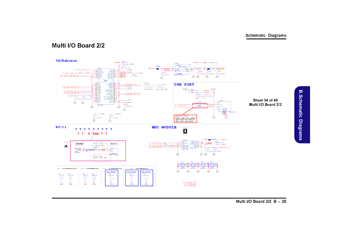 Clevo M729T, M730T, M728T manual Sheet 34 Multi I/O Board 2/2 