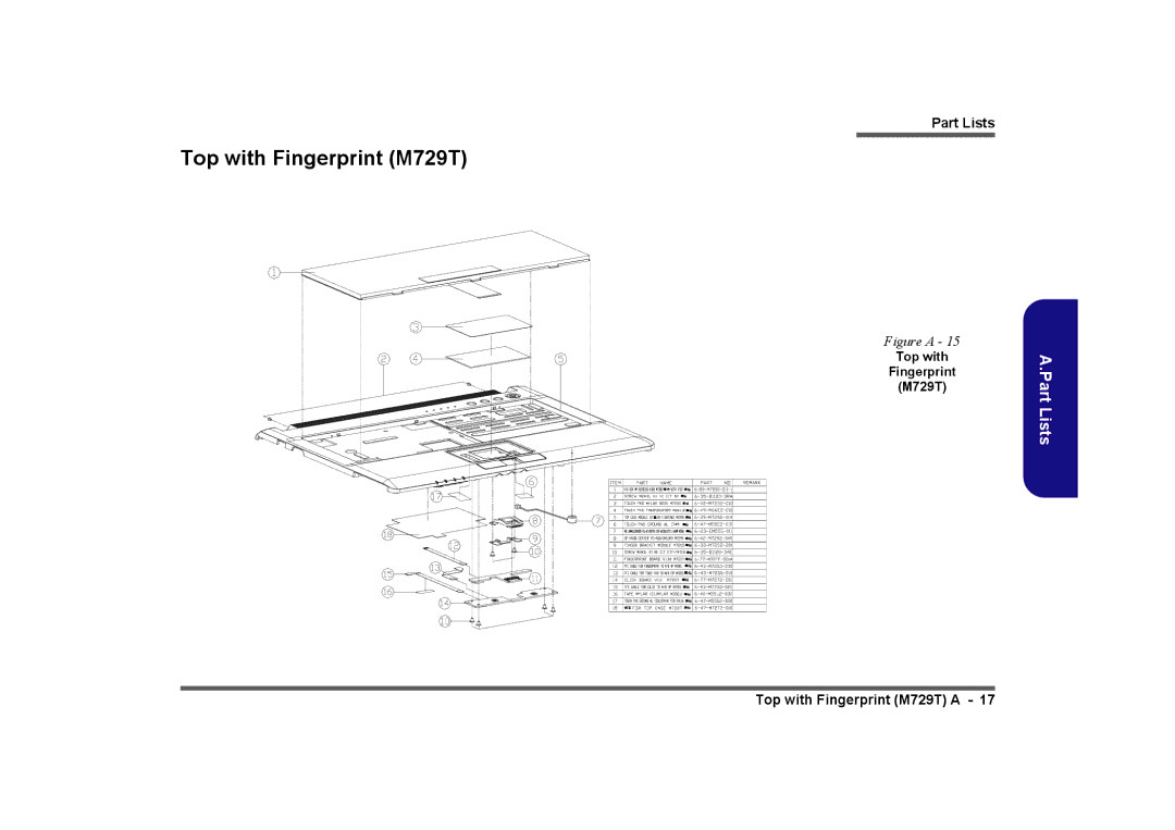 Clevo M730T, M728T manual Top with Fingerprint M729T 