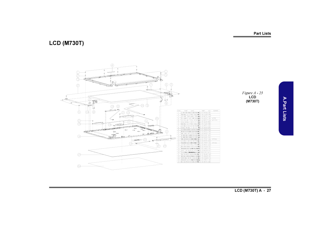 Clevo M728T, M729T manual LCD M730T 