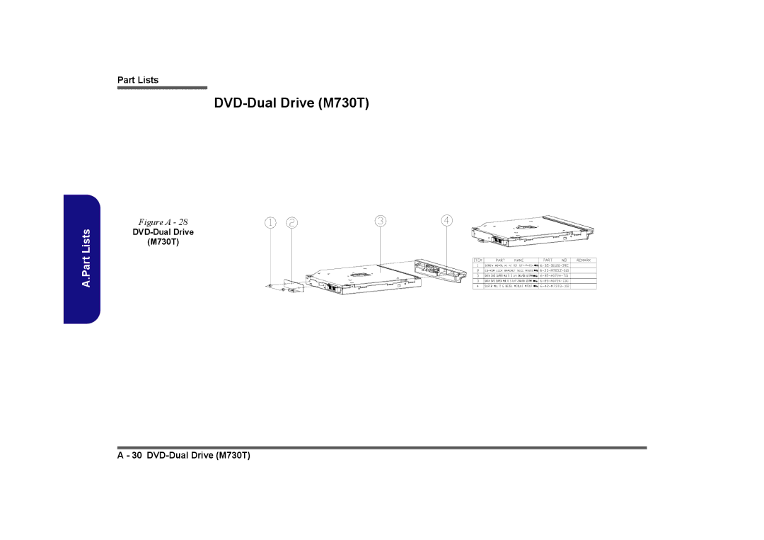 Clevo M728T, M729T manual DVD-Dual Drive M730T 