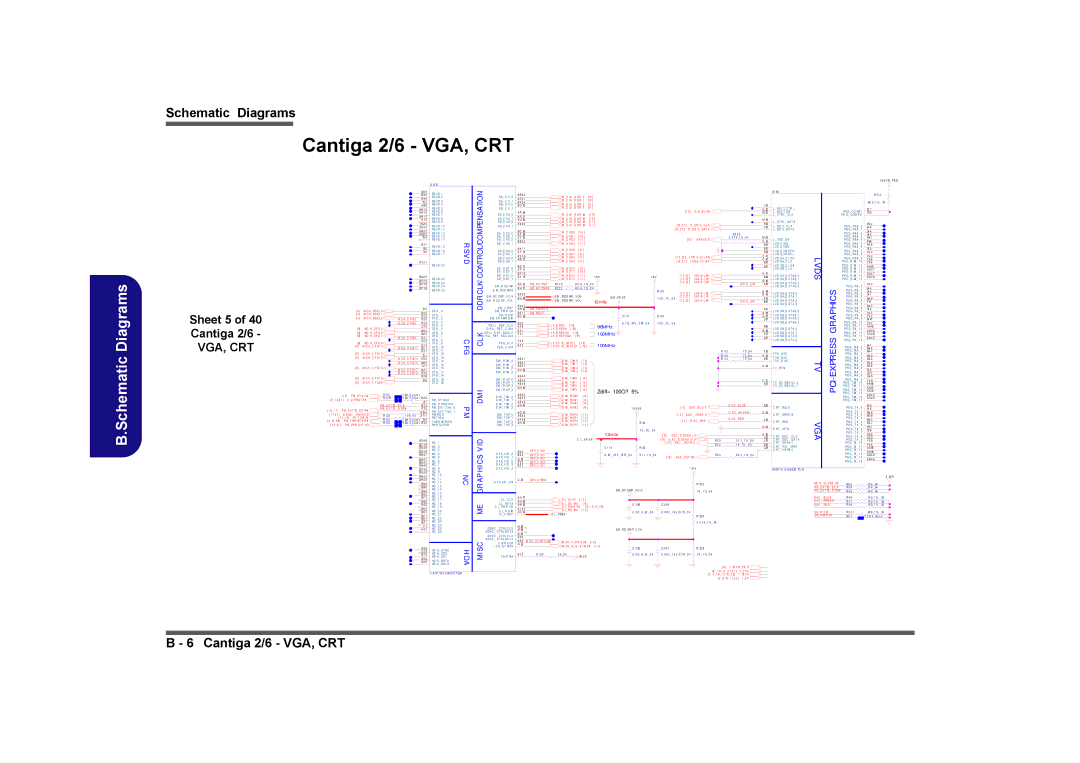 Clevo M728T, M730T, M729T manual Cantiga 2/6 VGA, CRT, Sheet 5 Cantiga 2/6, D P R S Lp V R, R E Xt, P W R Ok 