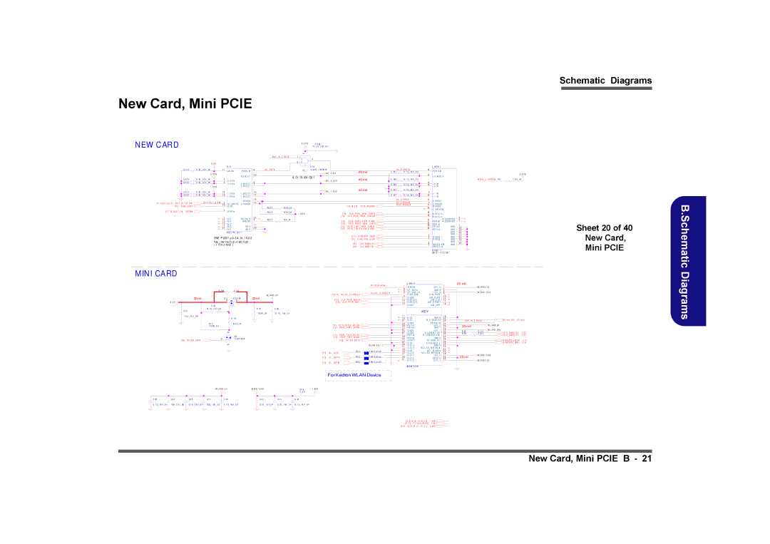 Clevo M728T, M730T, M729T manual New Card, Mini Pcie, Sheet 20 New Card Mini Pcie, NEW Card, Mini Card 