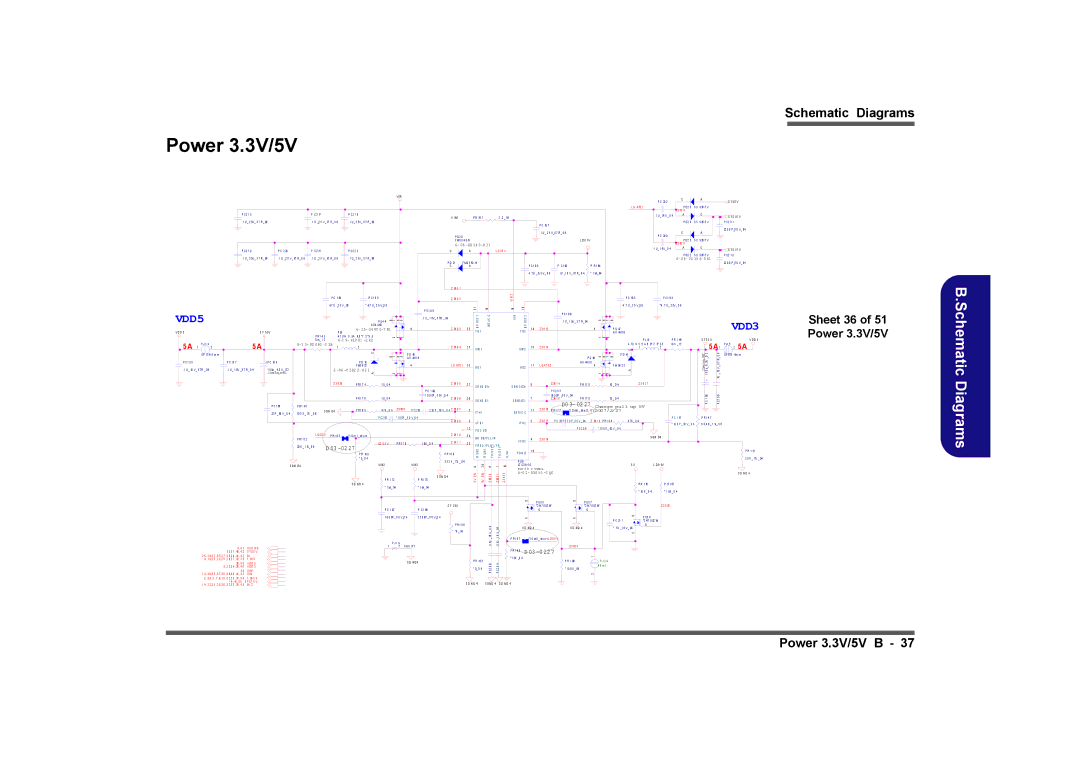 Clevo M740TU, M760TU manual Sheet 36 of 51 Power 3.3V/5V, Tv C C, LD O5, IN1 