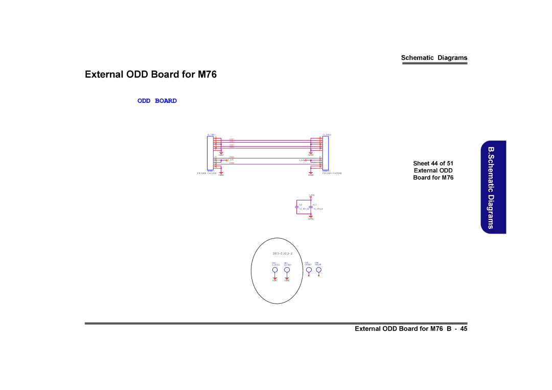 Clevo M760TU, M740TU manual Sheet 44 External ODD Board for M76 