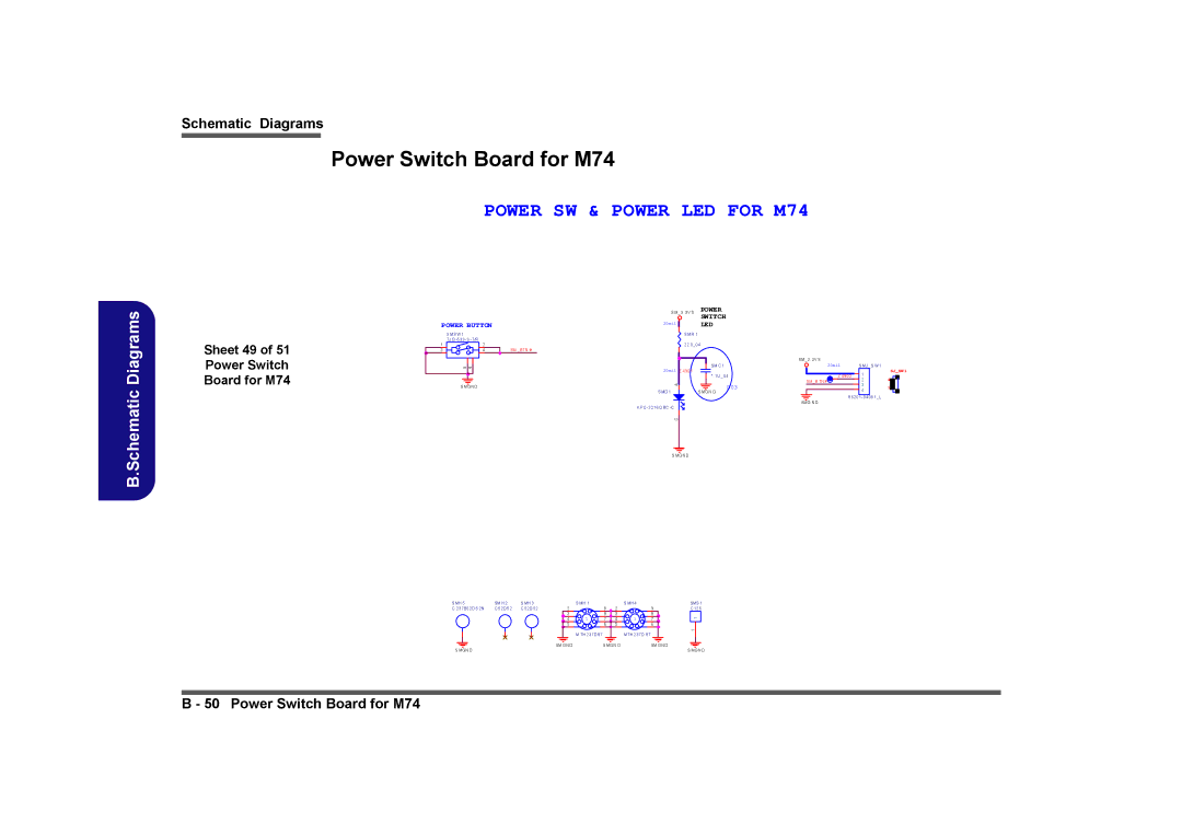 Clevo M760TU, M740TU manual Sheet 49 of 51 Power Switch Board for M74, Smb Tn # 