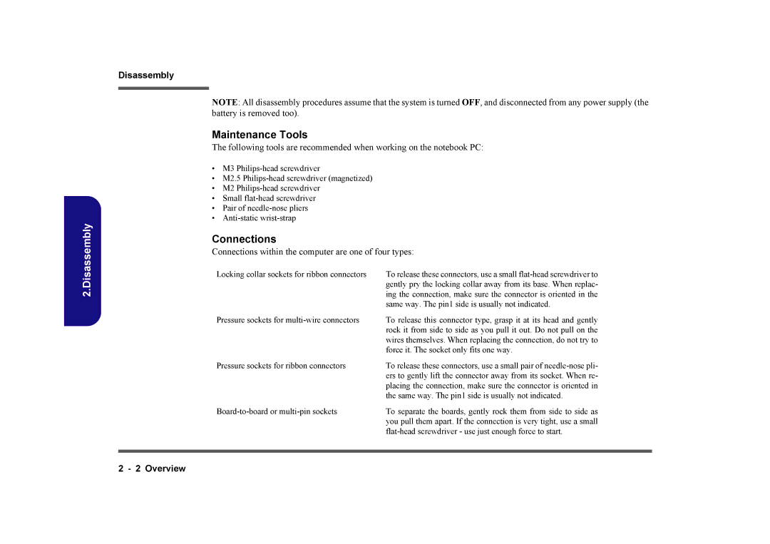 Clevo M740TU, M760TU manual Disassembly 