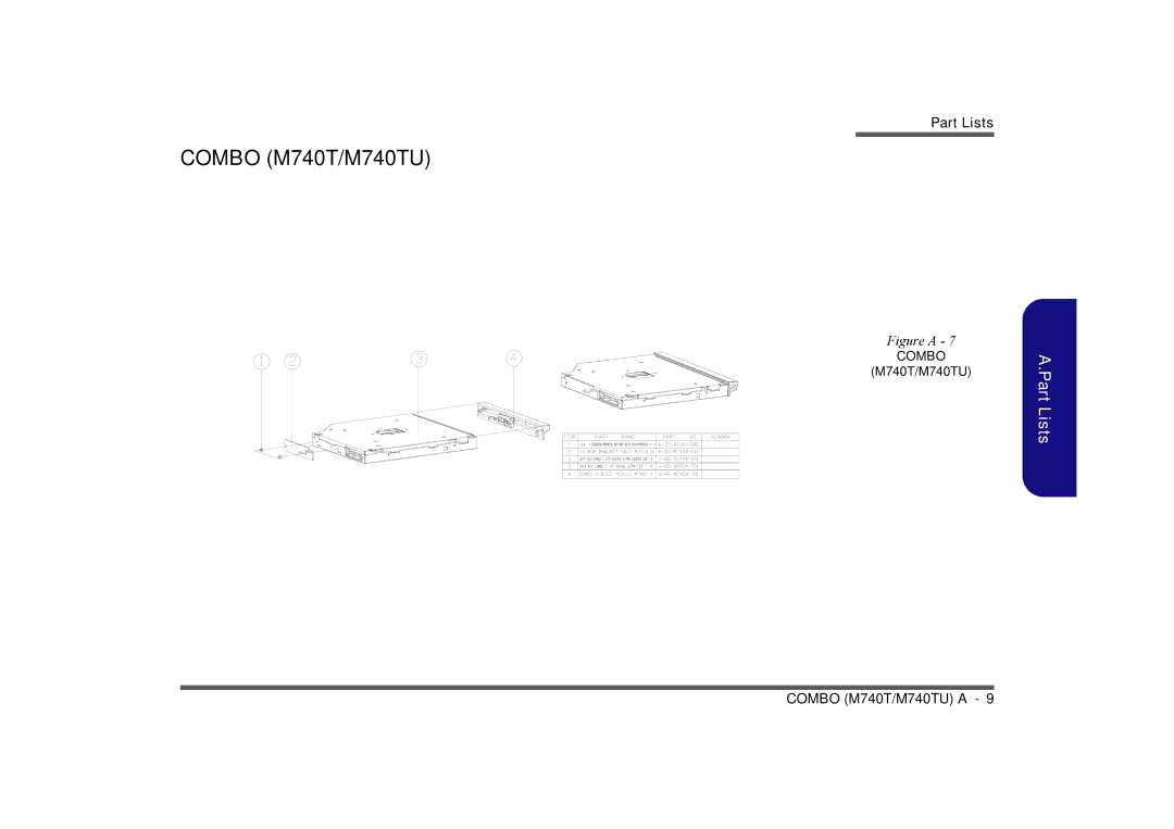 Clevo M760TU manual Combo M740T/M740TU 