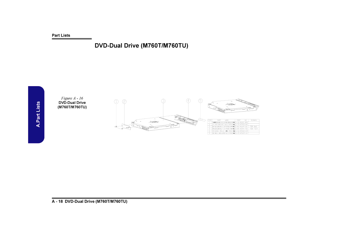 Clevo M740TU manual DVD-Dual Drive M760T/M760TU 