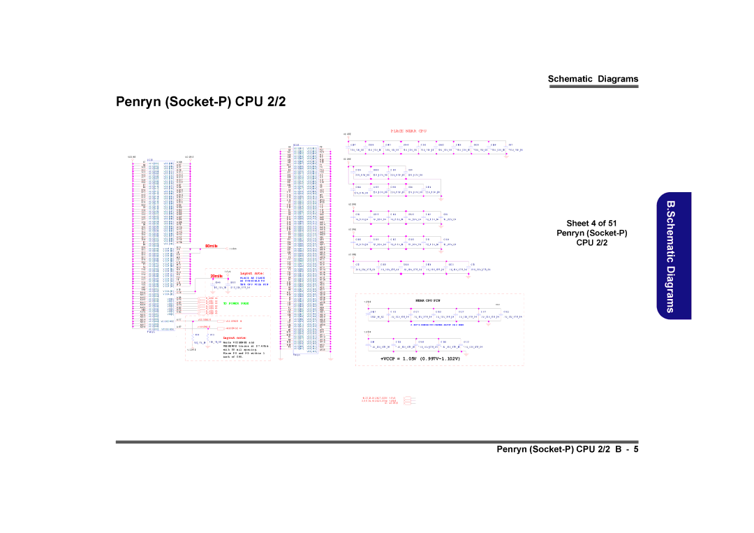 Clevo M760TU, M740TU manual Sheet 4 Penryn Socket-P CPU 2/2, I D 4 4 I D 5 4, 5V S 