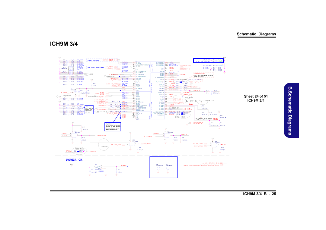 Clevo M740TU, M760TU manual Sheet 24 ICH9M 3/4, Power 