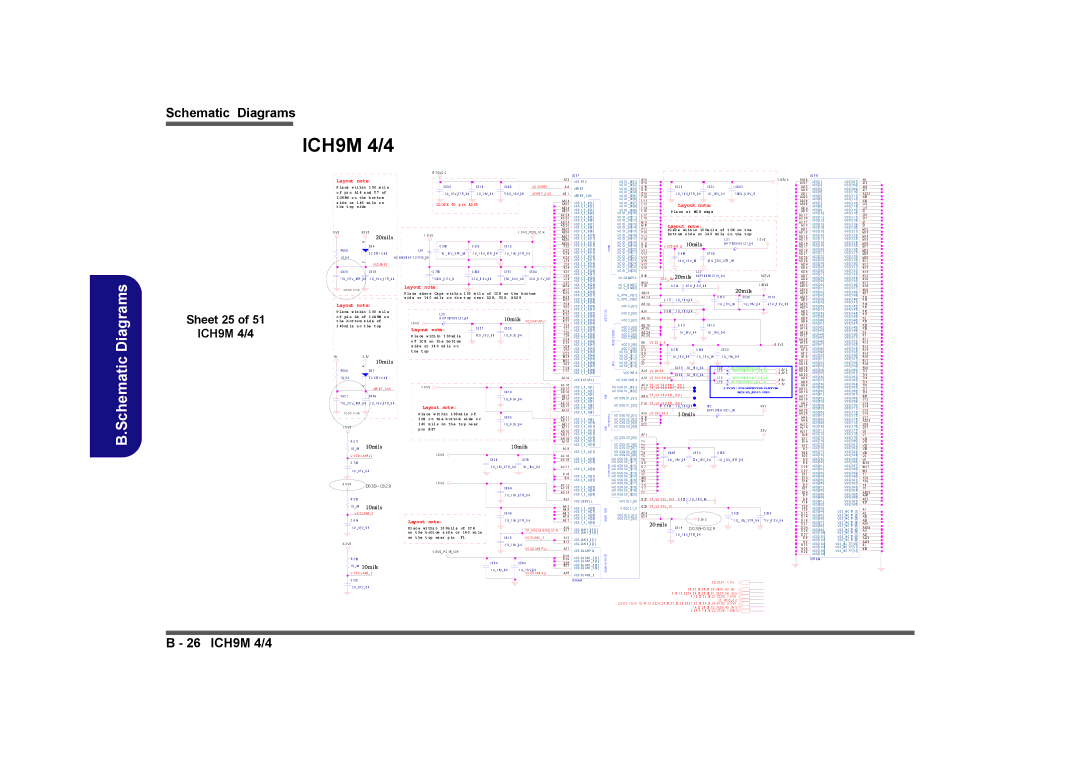 Clevo M760TU, M740TU manual Sheet 25 ICH9M 4/4, C S a T a P L L, C G L a N P L L, C G La N P L L, C H D a 