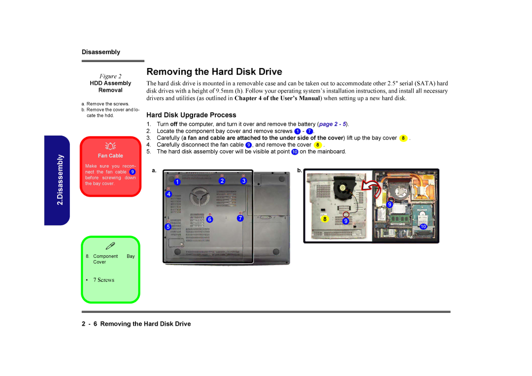 Clevo M860TU manual Removing the Hard Disk Drive, HDD Assembly Removal 