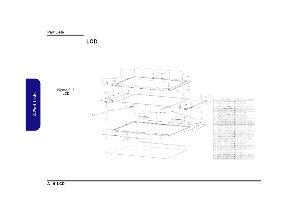 Clevo M860TU manual Lcd 