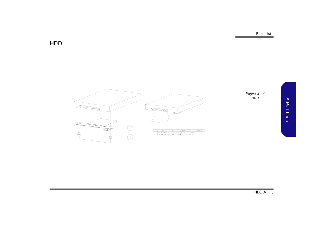 Clevo M860TU manual Hdd 