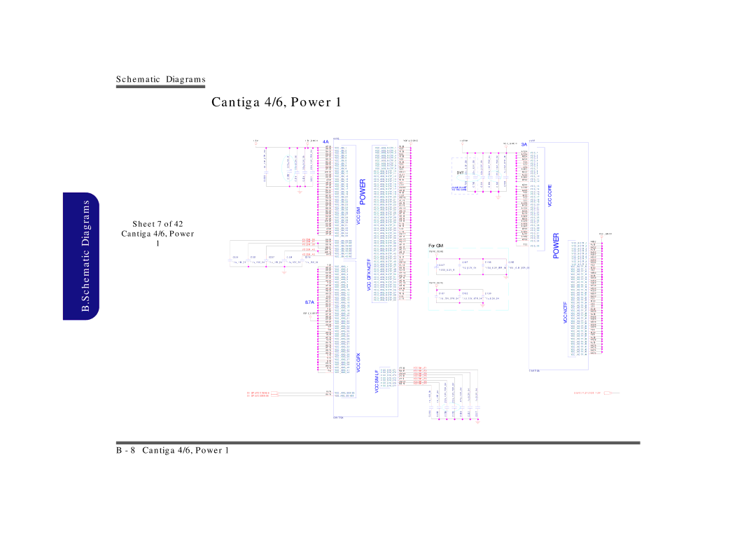 Clevo M860TU manual Sheet 7 Cantiga 4/6, Power, C S M 3, Gp U V C C S E N S E Gp U V S S S E N S E 