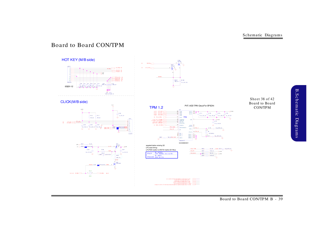 Clevo M860TU manual Board to Board CON/TPM, Sheet 38 Board to Board, I O, S T, S B L 