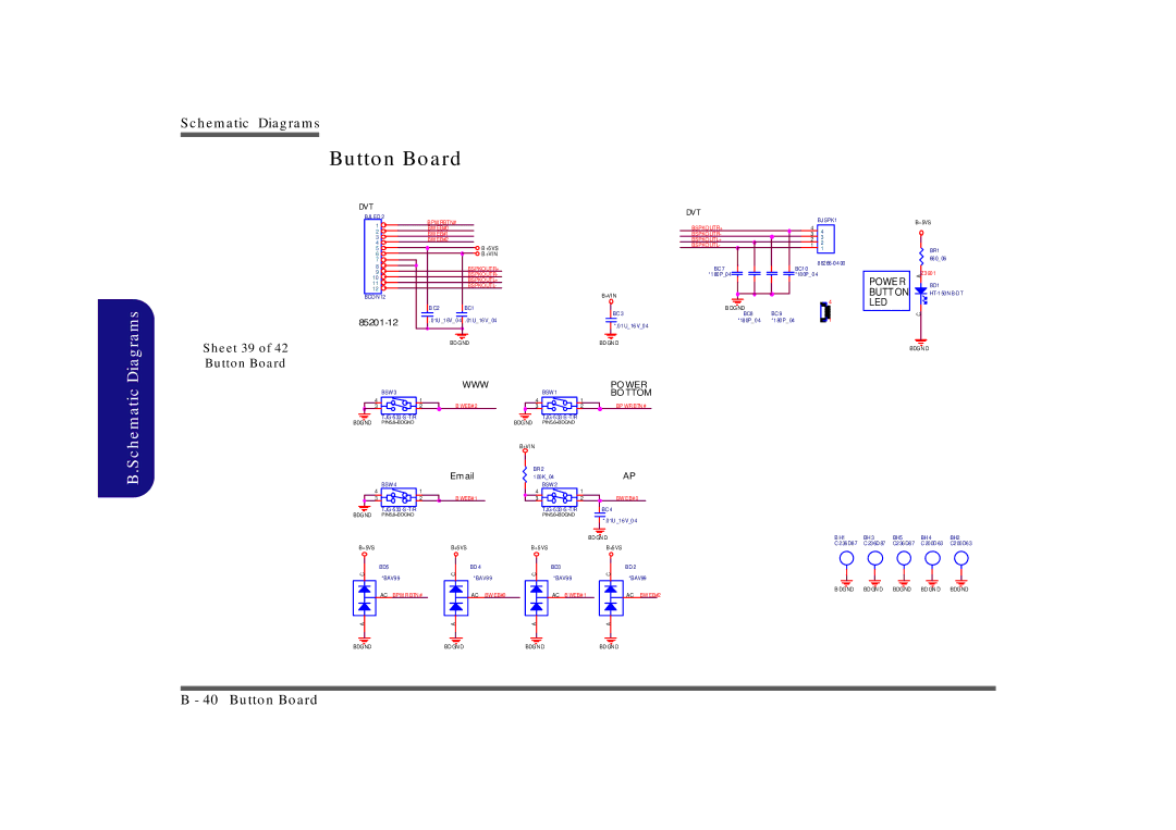 Clevo M860TU manual Sheet 39 of 42 Button Board 