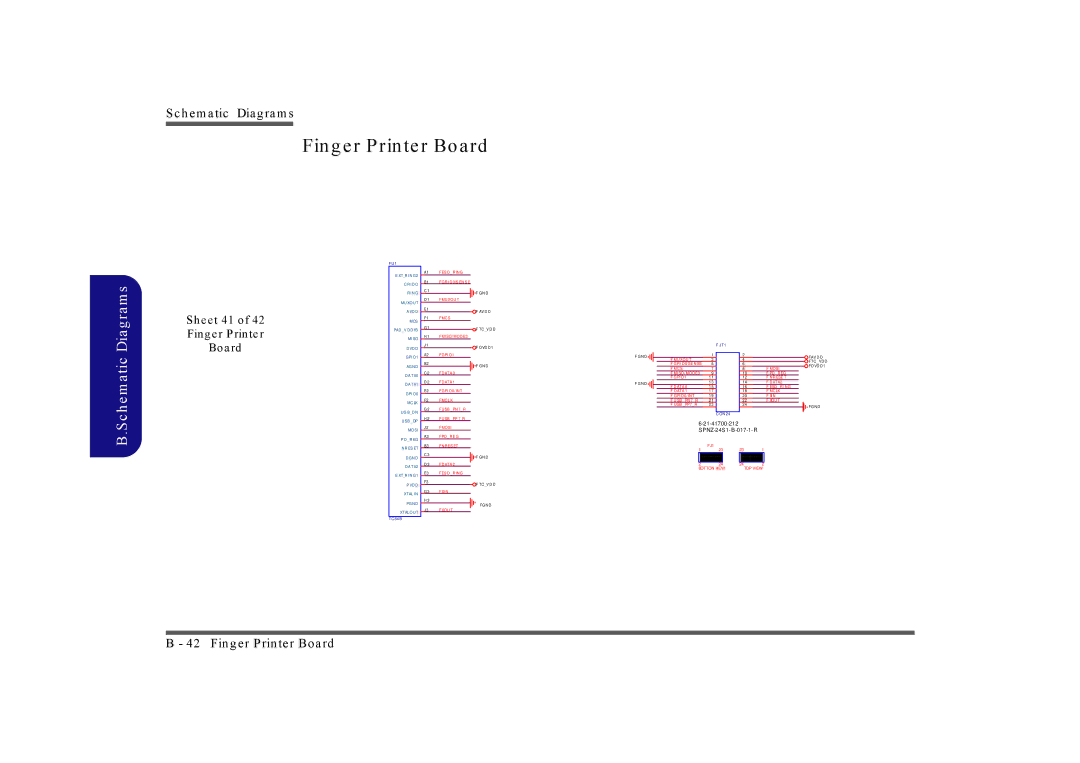 Clevo M860TU manual Sheet 41 Finger Printer Board, XTR I N G2 C R I D O R I N G, FGR I D 0/S EN S E 