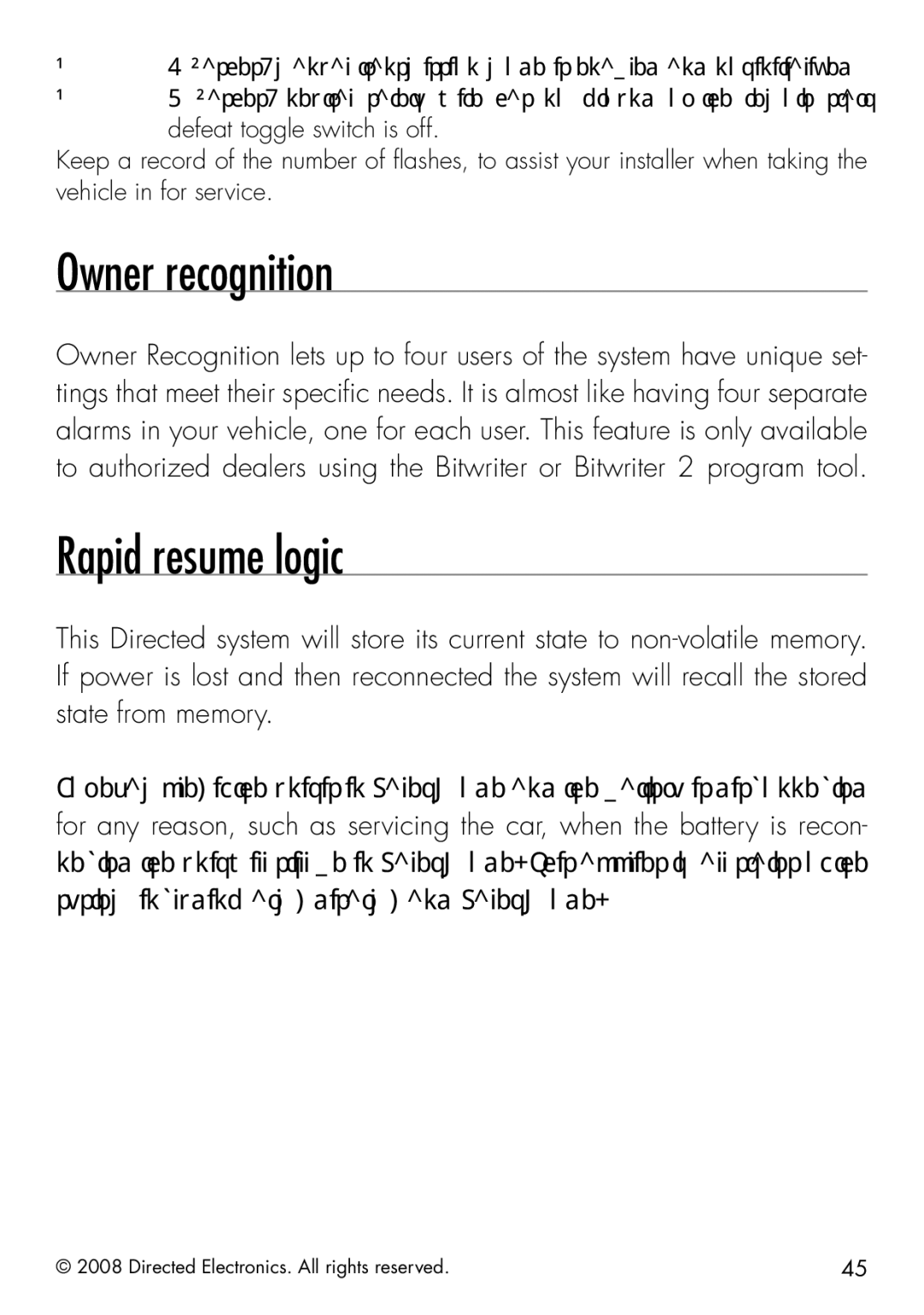 Clifford 50.7X manual Owner recognition, Rapid resume logic 