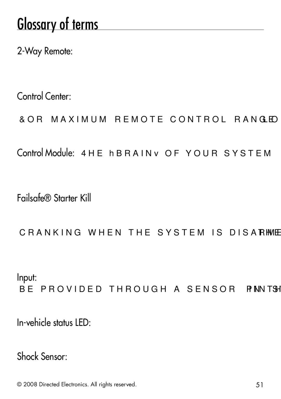 Clifford 50.7X manual Glossary of terms 