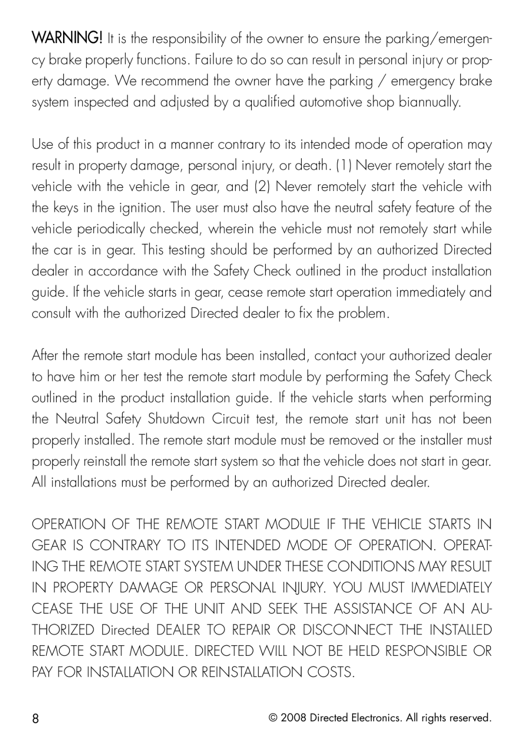 Clifford 50.7X manual Directed Electronics. All rights reserved 