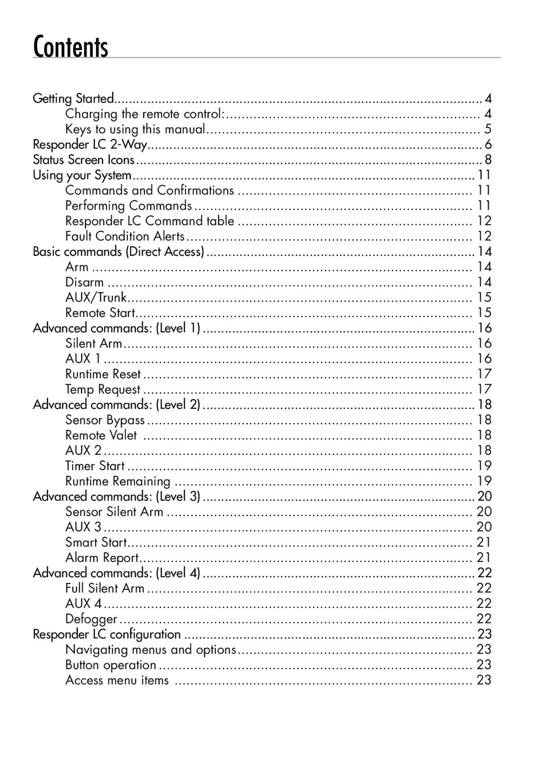 Clifford 570.4X manual Contents 