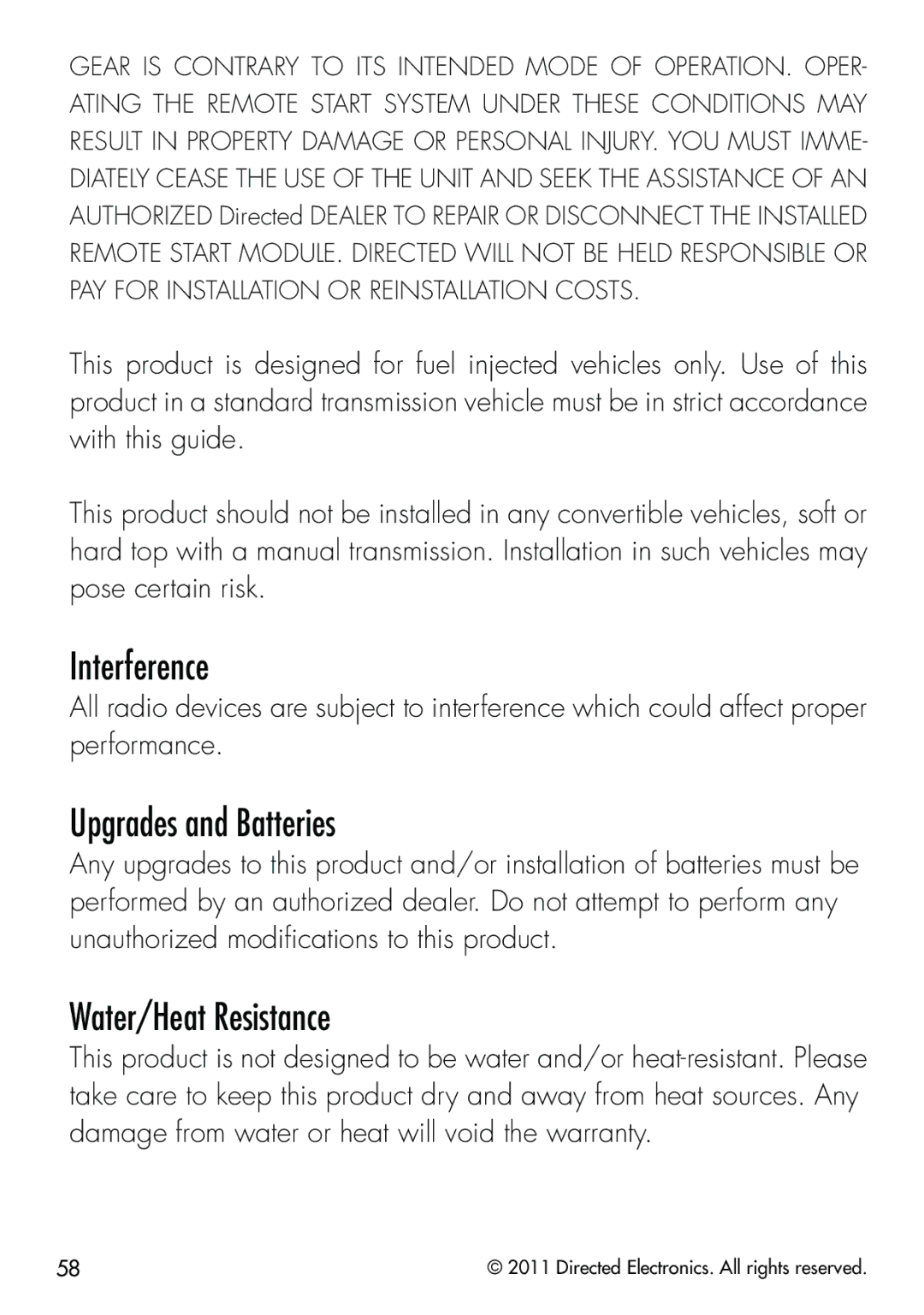 Clifford 570.4X manual Interference, Upgrades and Batteries, Water/Heat Resistance 