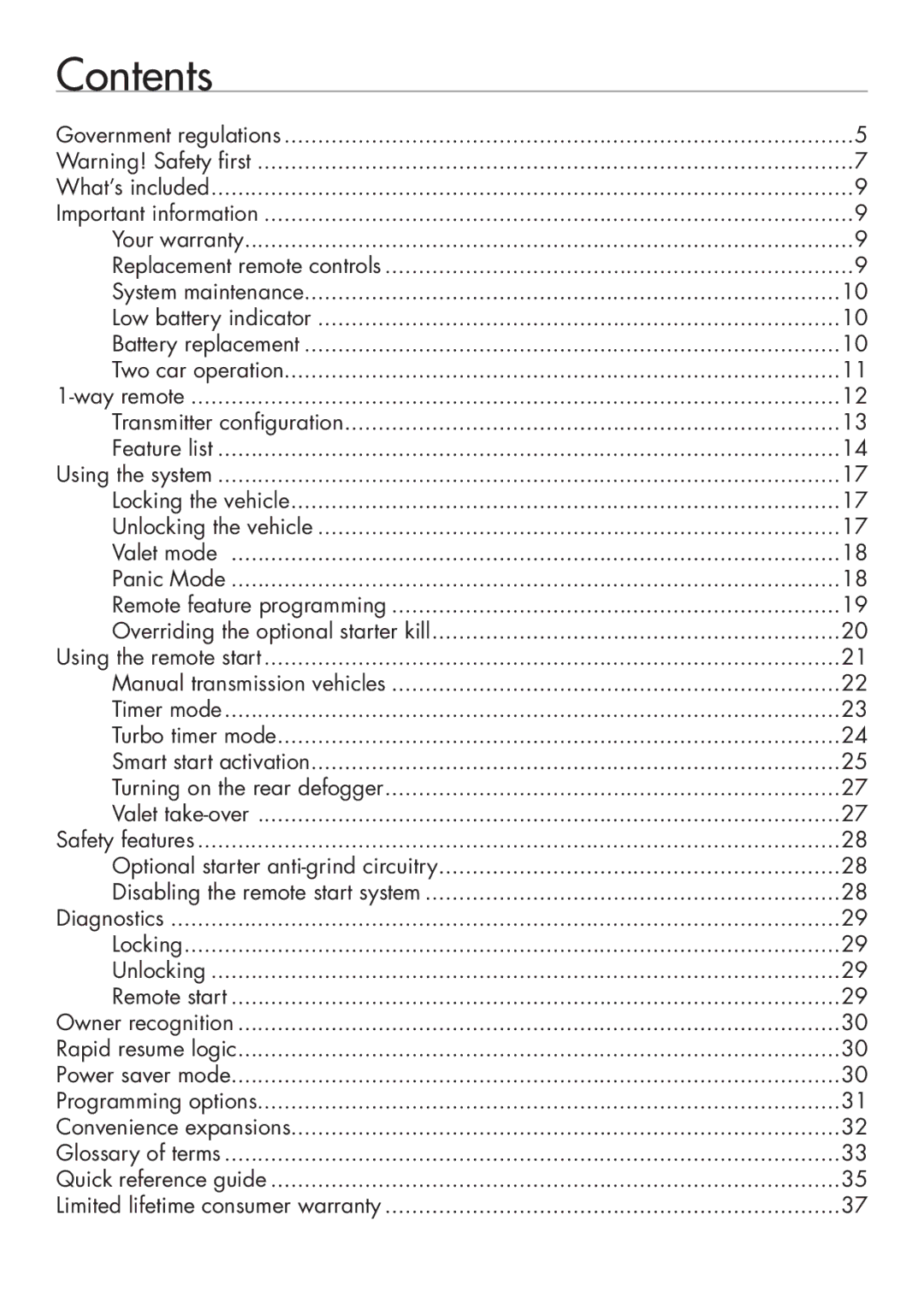 Clifford G4102X manual Contents 