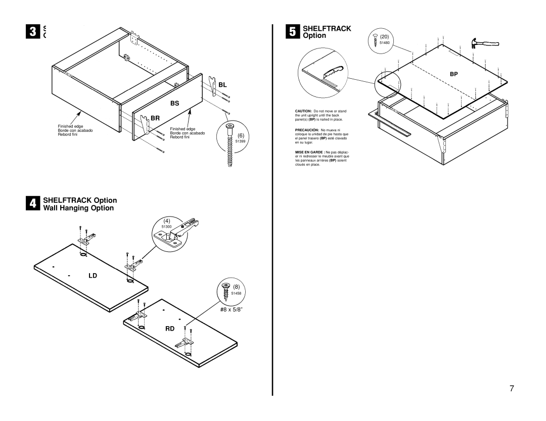 Closet Maid 12073 manual #8 x 5/8 