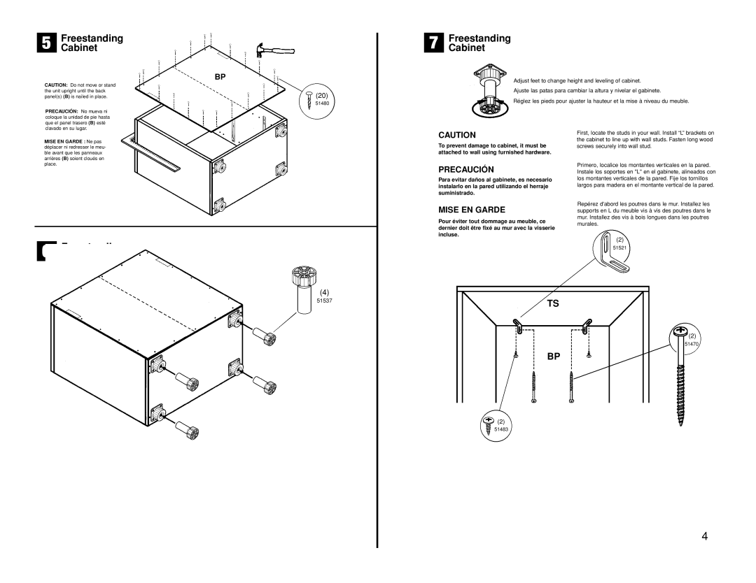 Closet Maid 12074 manual Precaución, Mise EN Garde 