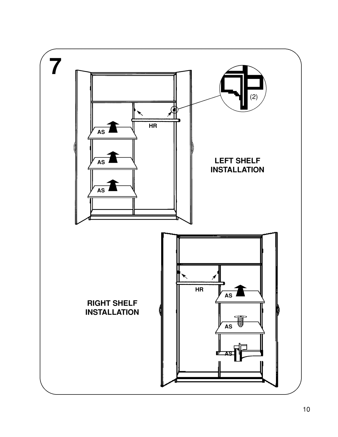 Closet Maid 12146 manual Left Shelf Installation Right Shelf 