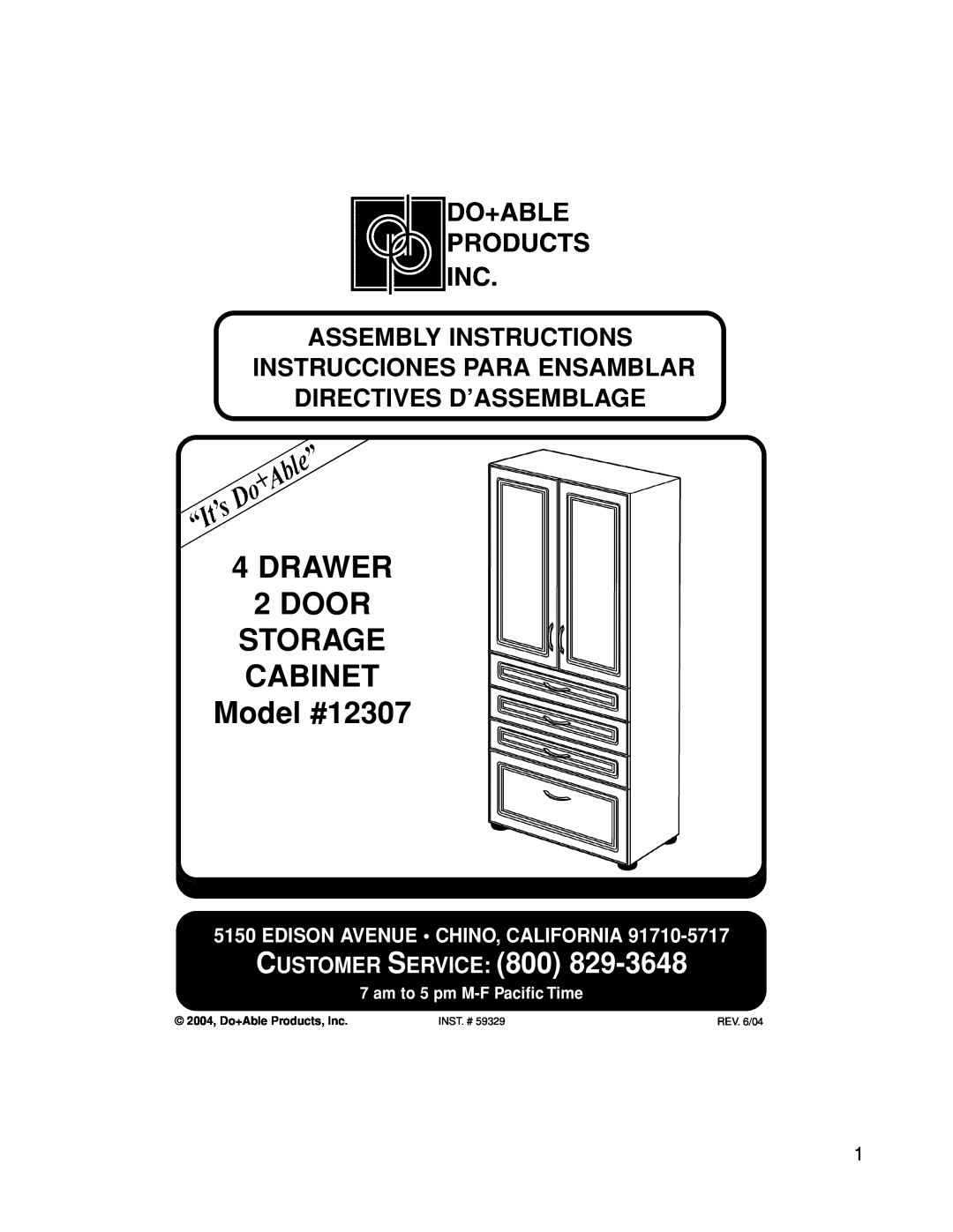 Closet Maid manual DRAWER 2DOOR STORAGE CABINET Model #12307, Customer Service, Assembly Instructions 