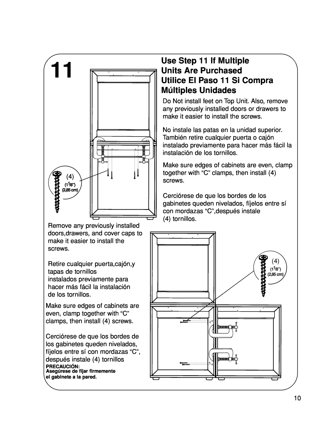 Closet Maid 12322 manual Use If Multiple Units Are Purchased, Utilice El Paso 11 Si Compra Múltiples Unidades 