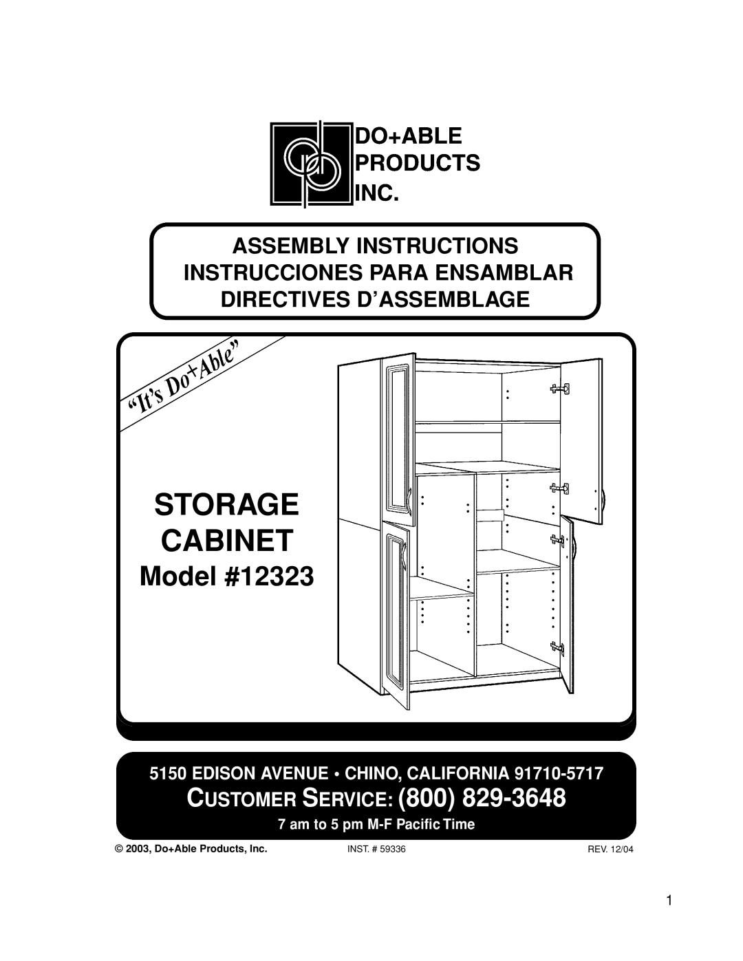 Closet Maid 12323 manual Storage Cabinet 