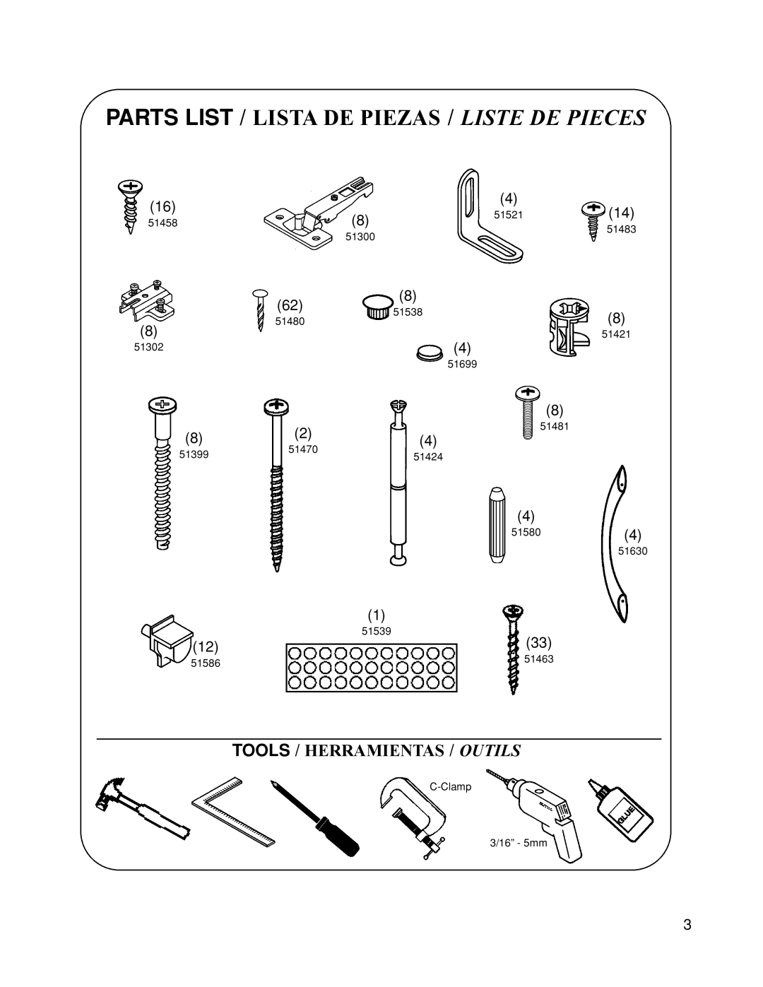 Closet Maid 12323 manual Tools / Herramientas / Outils 