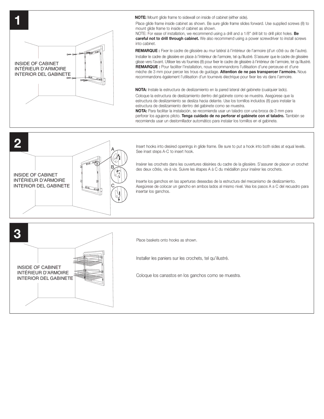 Closet Maid 3120 manual Inside of Cabinet Intérieur D’ARMOIRE Interior DEL Gabinete 