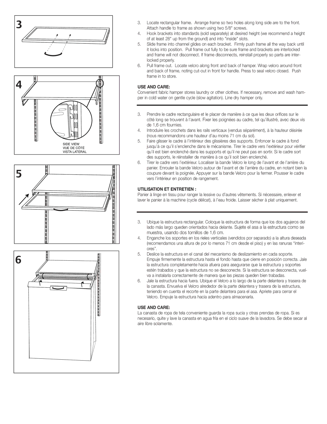 Closet Maid 33811 installation instructions USE and Care, Utilisation ET Entretien 