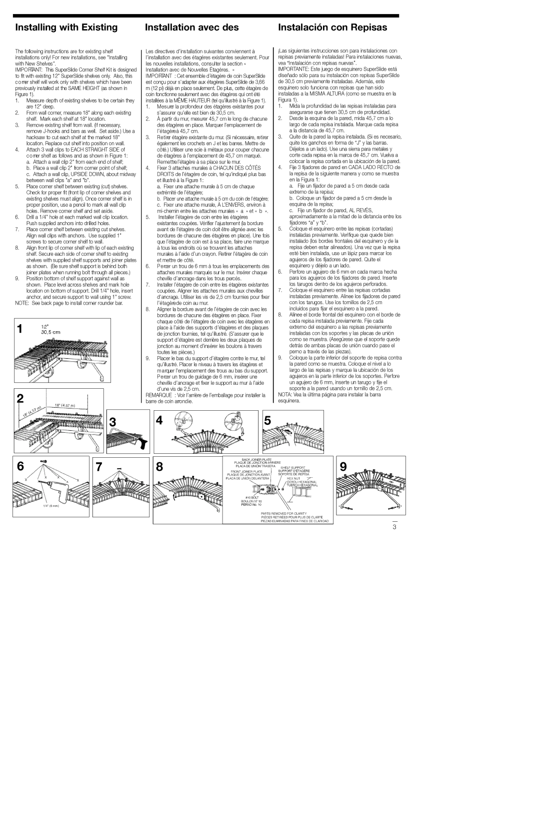 Closet Maid 5627 installation instructions Installing with Existing Installation avec des 