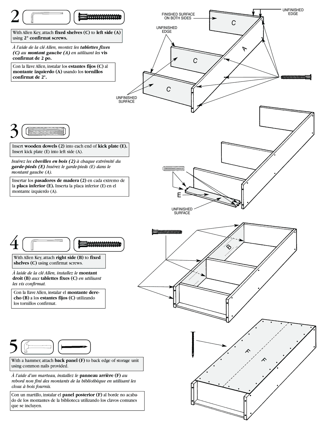 Closet Maid PSC24 instruction sheet Au montant gauche a en utilisant les vis confirmat de 2 po 