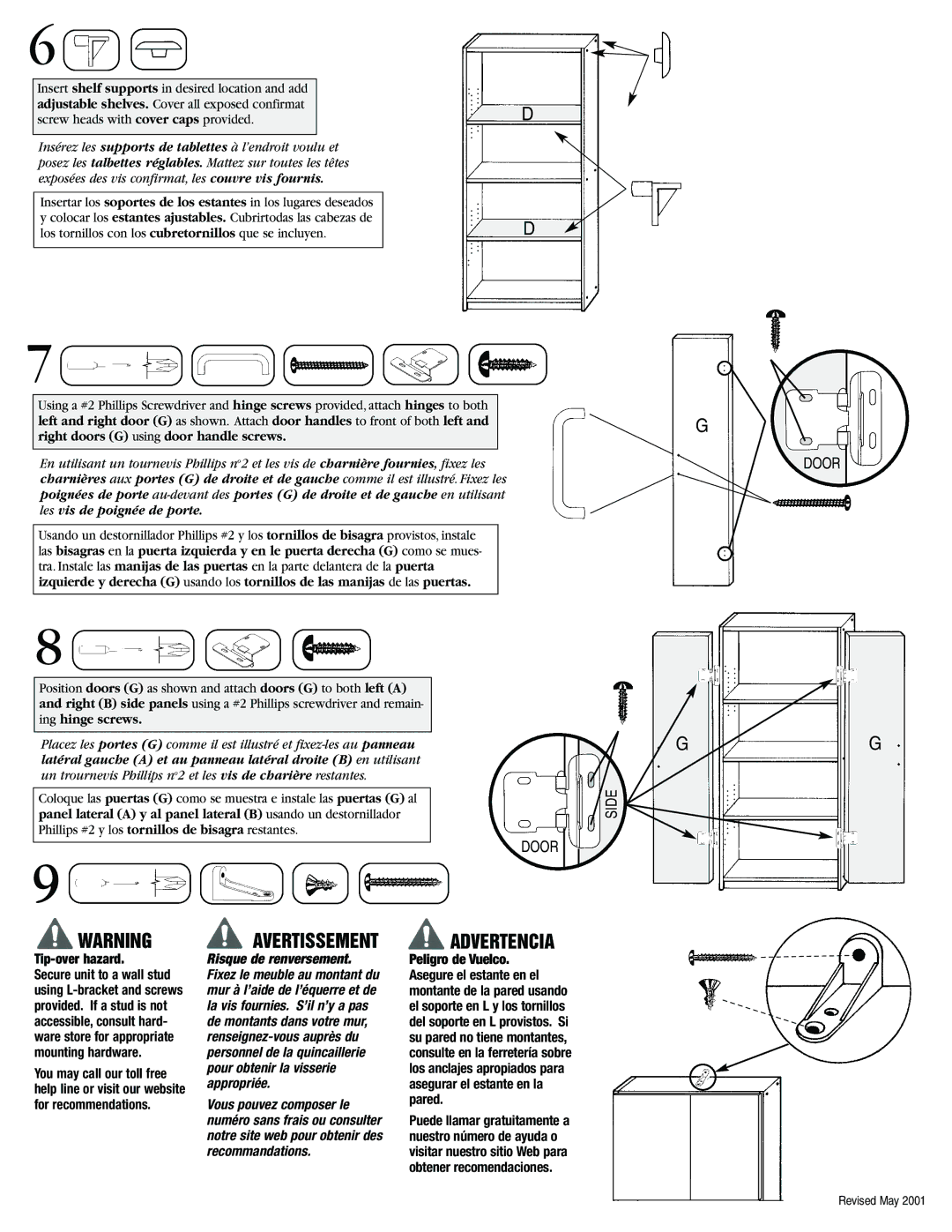 Closet Maid PSC24 instruction sheet Avertissement 