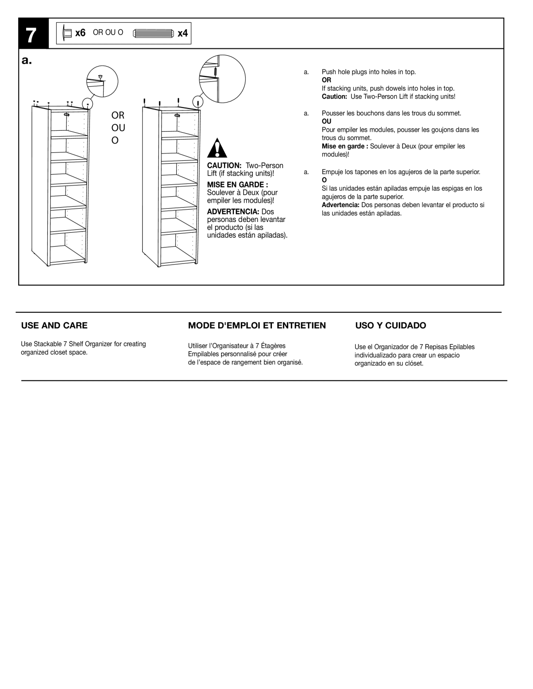 Closet Maid S12ST manual Or OU O 