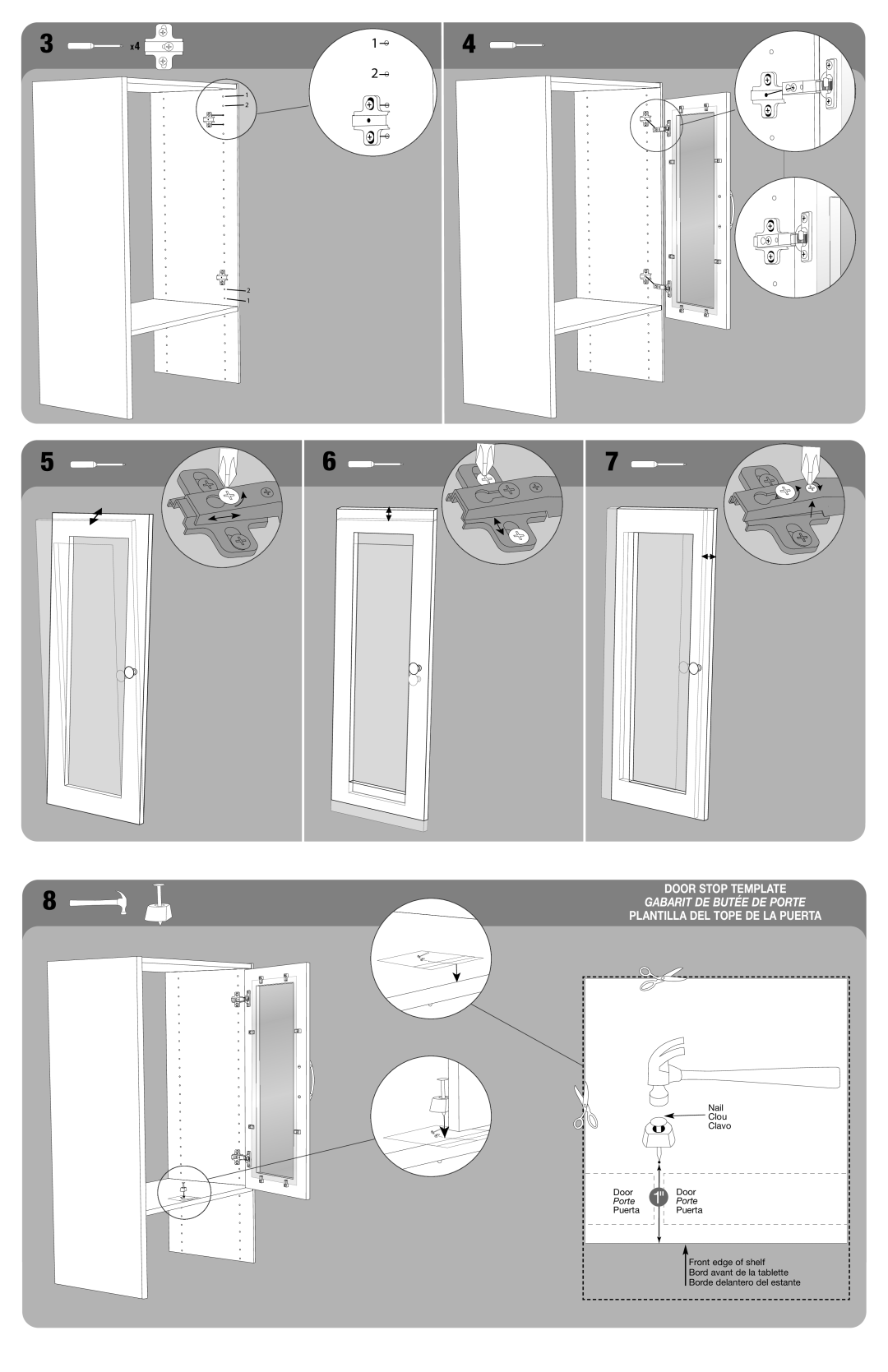 Closet Maid S25GDR manual Gabarit DE Butée DE Porte, Plantilla DEL Tope DE LA Puerta 