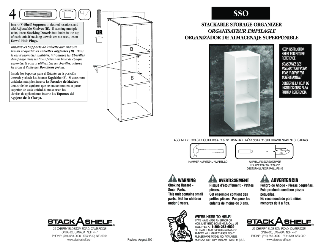 Closet Maid SSO instruction sheet Dowel Hole Plugs, Agujero de la Clavija 