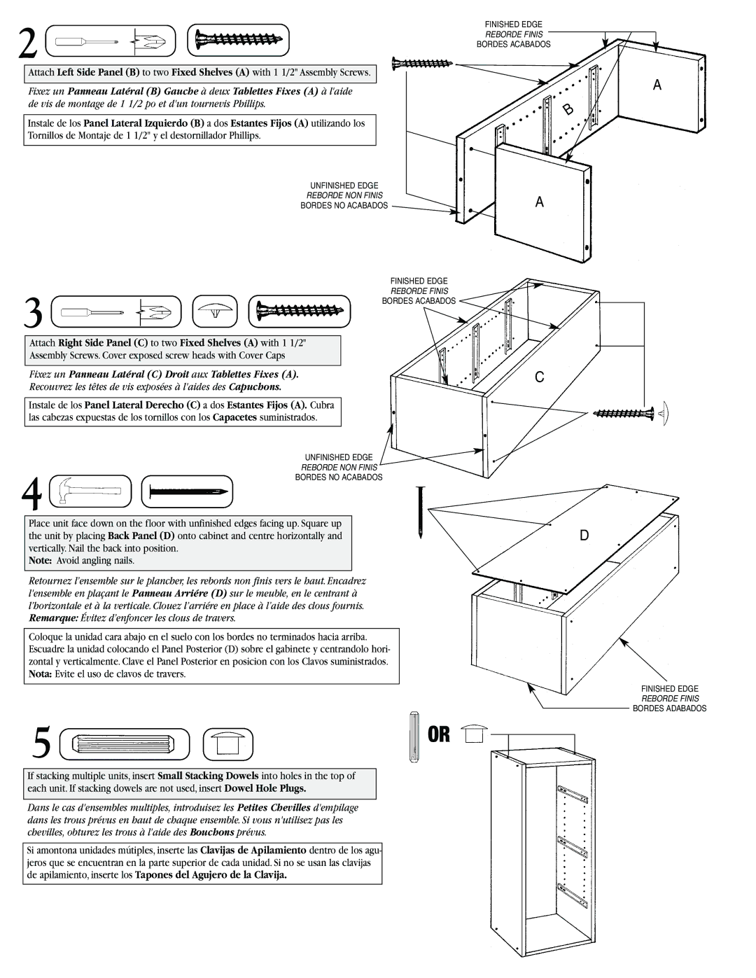 Closet Maid SSO3DW instruction sheet Unfinished Edge 