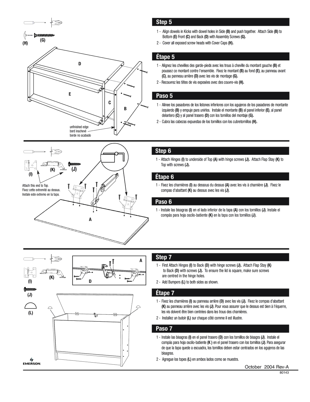 Closet Maid STCH manual Cover all exposed screw heads with Cover Caps H 