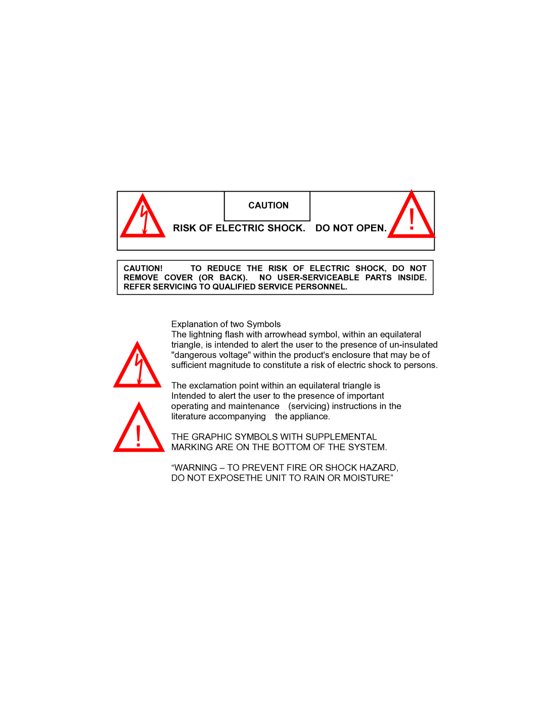 Clover Electronics CDR 4170 instruction manual Risk of Electric SHOCK. do not Open 