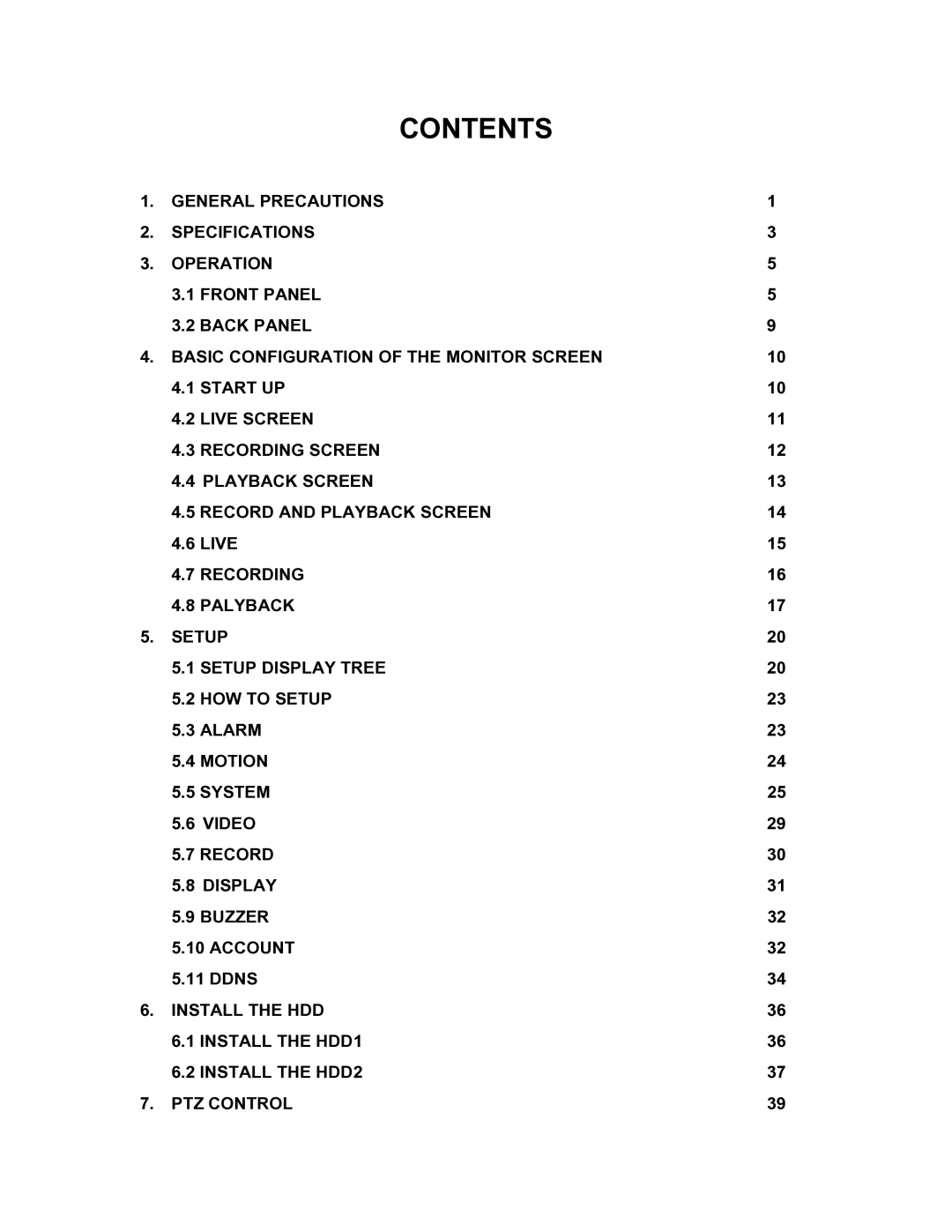 Clover Electronics CDR 4170 instruction manual Contents 