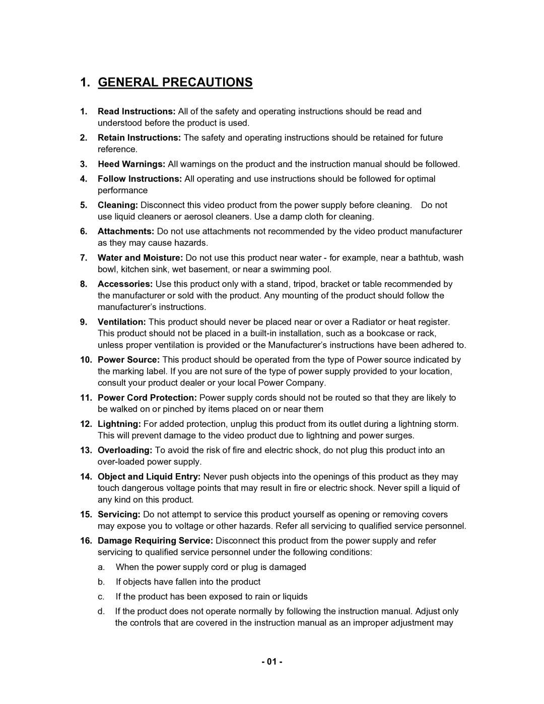 Clover Electronics CDR 4170 instruction manual General Precautions 